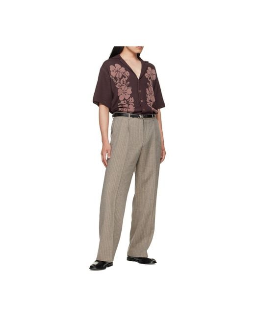 Magliano Brown Riviera Floral Knit Shirt for men