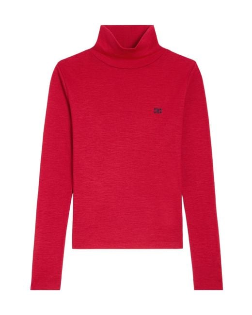Céline Red Turtleneck Top