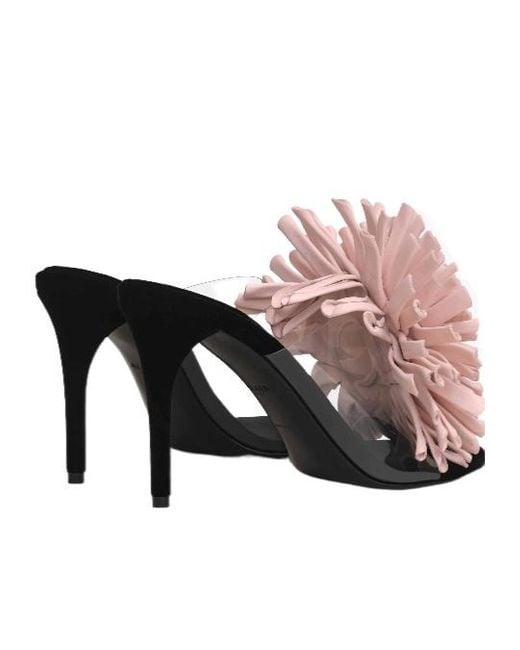 Alaïa Pink Alaïa Flower Embellished Heeled Sandals