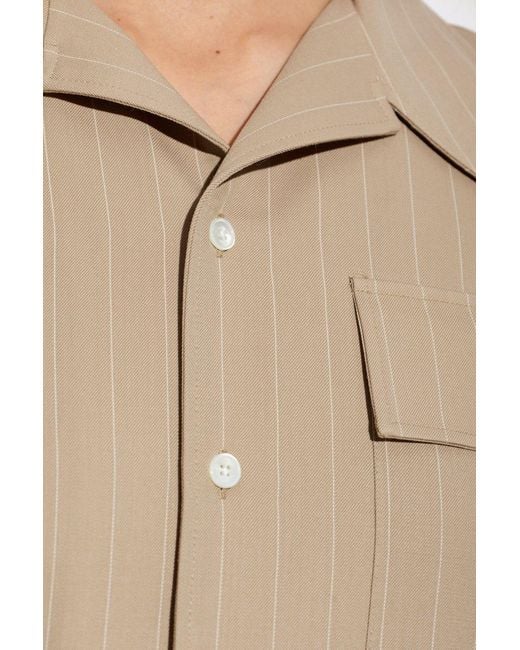 AMI Natural Ami Pinstriped Shirt Dress
