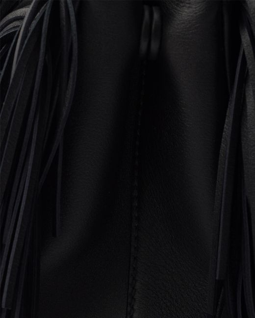 Prada Black Galleria Small Leather Bag With Fringe