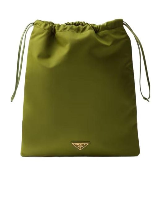 Prada Green Drawstring Tote Bag