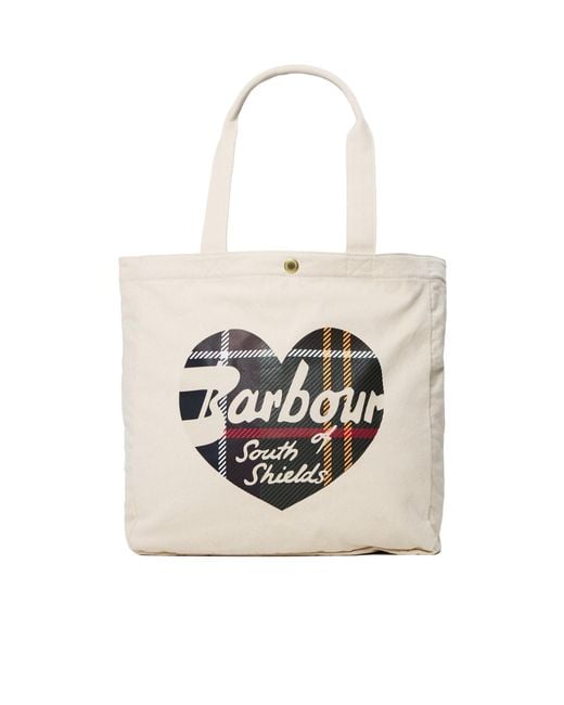 Barbour White Re-Engineered Cotton Tote Bag