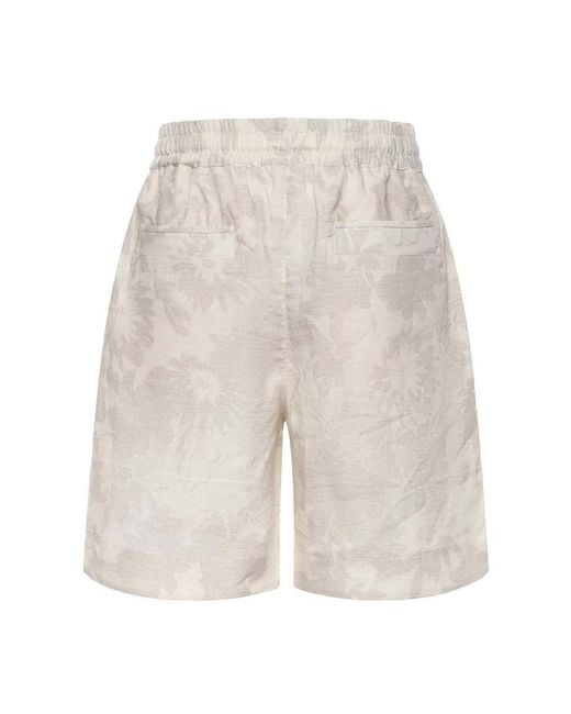 Eleventy Natural Drawstring Floral Shorts for men