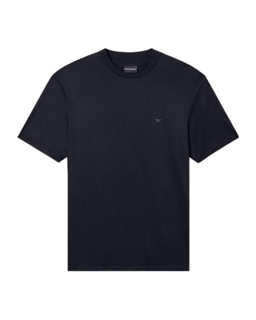 Emporio Armani Blue Logo-Detailed Crewneck T-Shirt for men