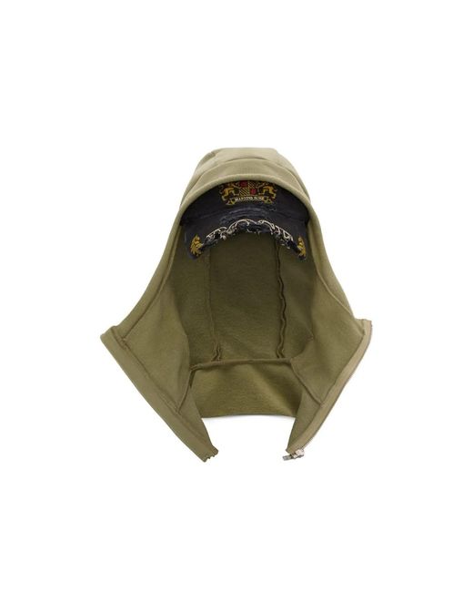 Martine Rose Green Cut-Out Peaked Zipped Hood for men