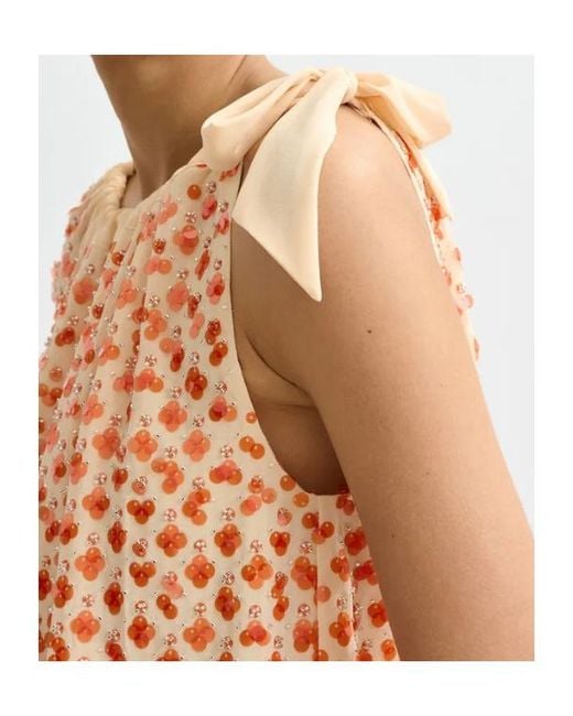 Essentiel Antwerp Orange Jocelyn Sequined Bow Top