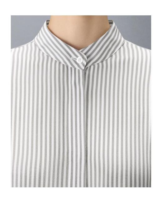 Thom Browne Gray Striped Silk-Satin Shirt