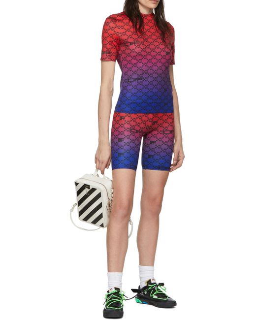 Off-White c/o Virgil Abloh Red Monogram-Print Cycling Shorts
