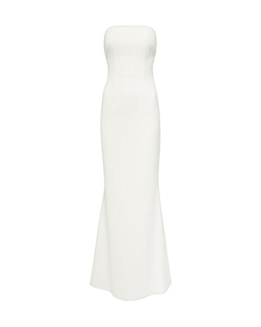 Safiyaa White Bridal Strapless Crêpe Gown