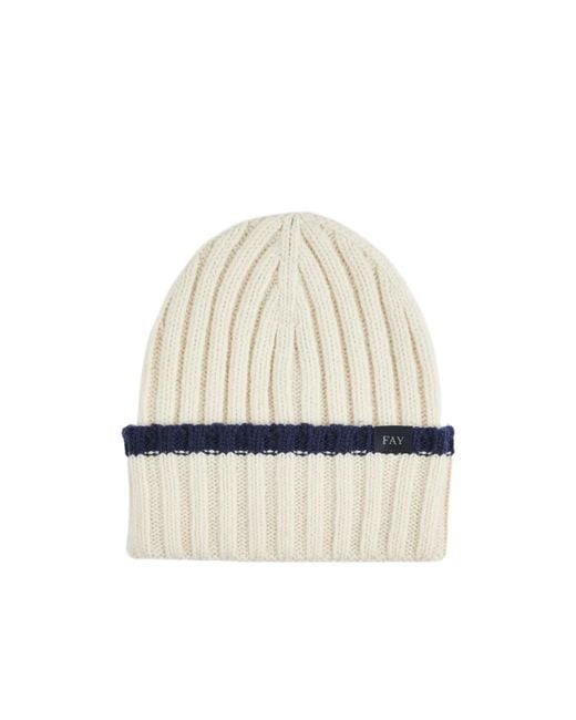 Fay White Beanie Hat for men