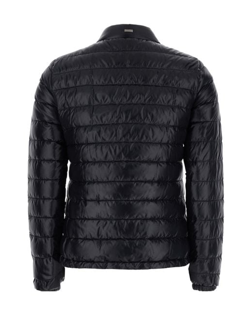 Herno Black Quilted Down Jacket With Raised Collar
