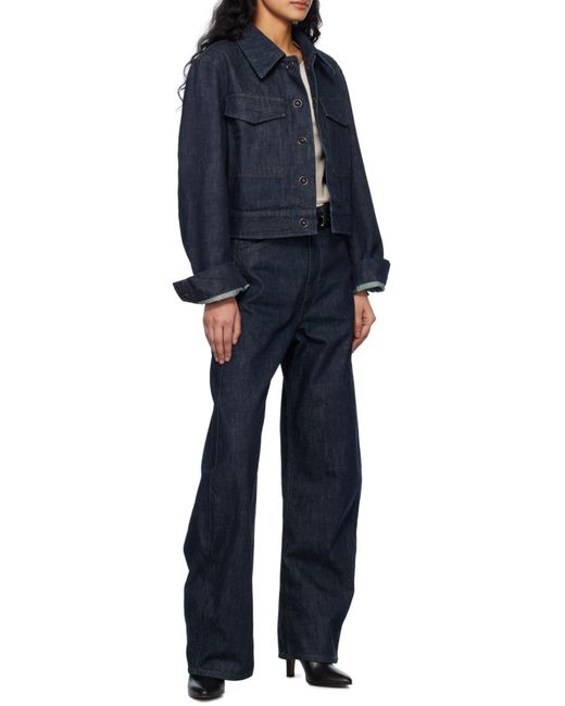 Lemaire Blue Long Sleeved Cropped Jacket