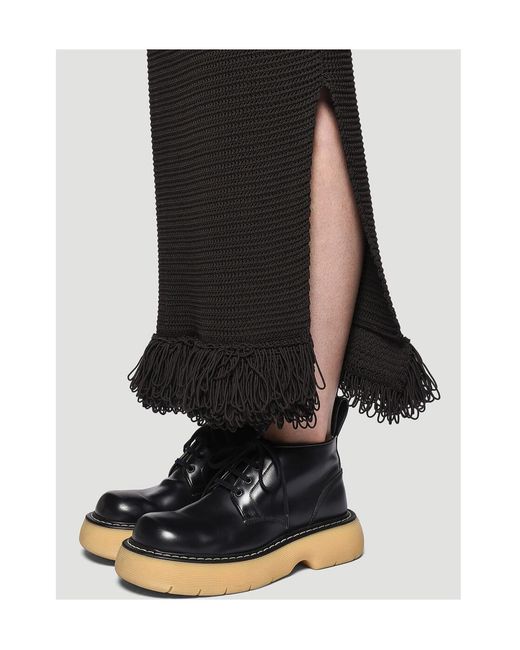 Bottega Veneta Black Knitted Midi Skirt