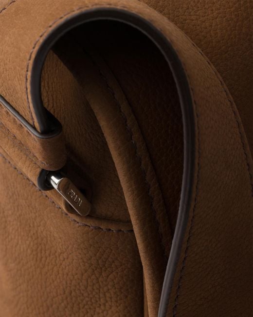 Prada Brown Nubuck Leather Shoulder Bag for men