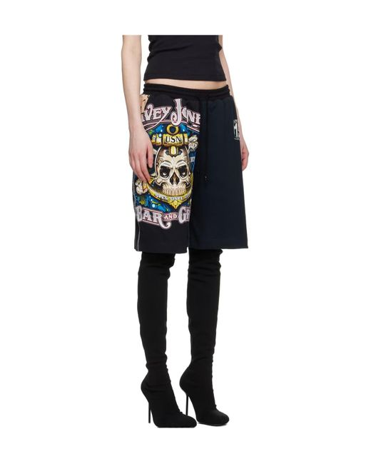 MARINE SERRE Black Plain Jersey Printed Shorts