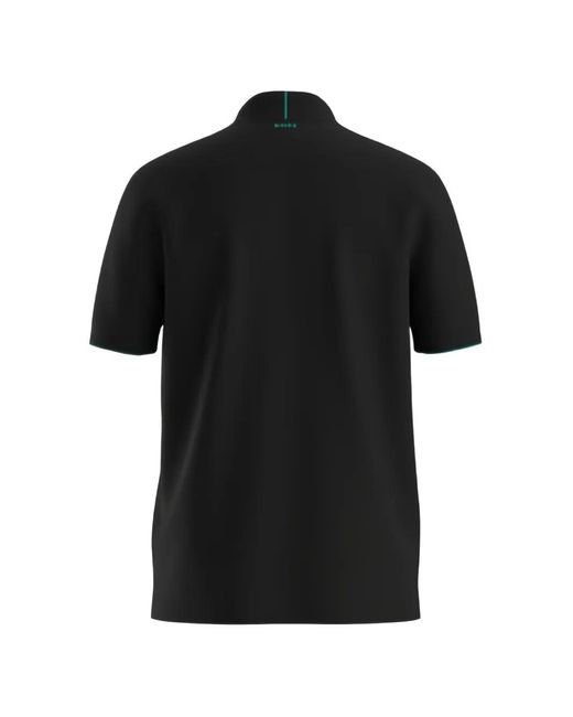 Boss Black Logo-Patch Tipped Polo Shirt for men
