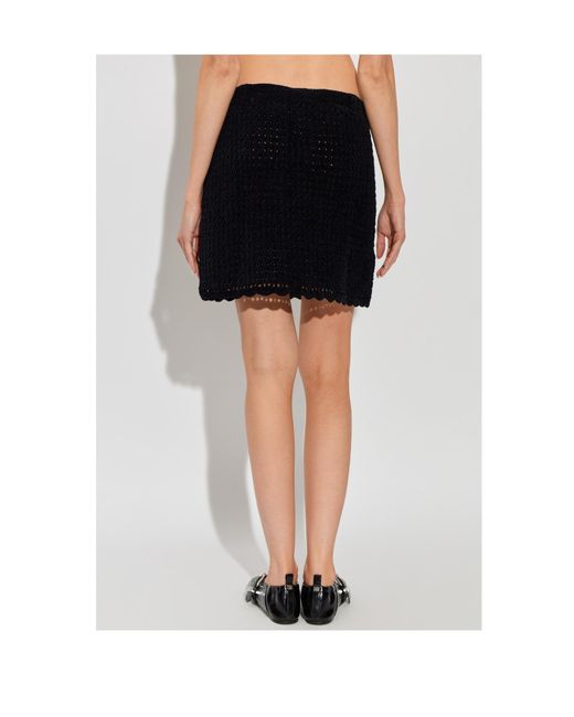 Ganni Black Crochet Mini Skirt