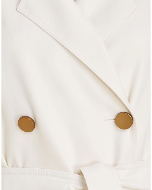 Max Mara White Double Breasted Pea Coat