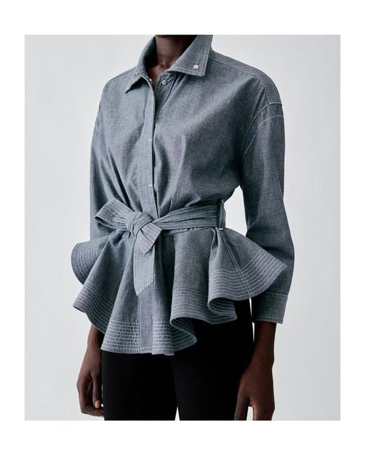 Jacquemus Blue Belted Peplum Jacket