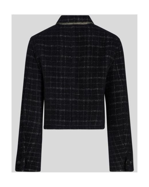 Etro Black Floral Embroidered Checked Coat