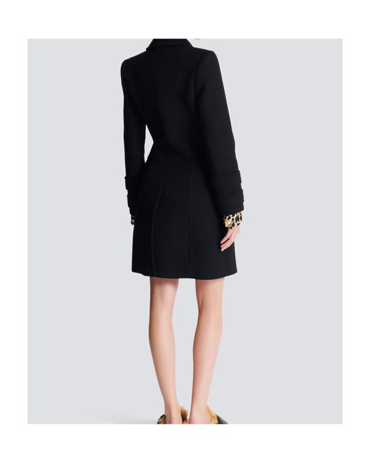 Balmain Black 10-Button Wool And Cashmere Coat