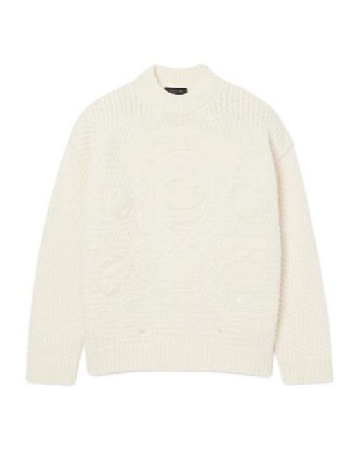 Lacoste White Runway Embroidered Badge Wool Sweater for men