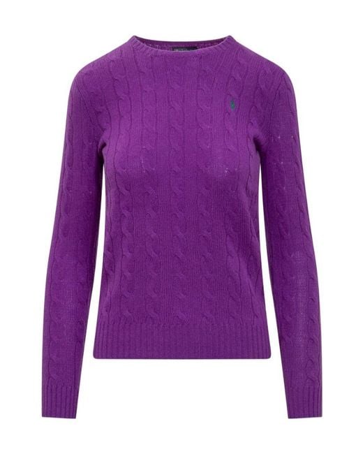 Polo Ralph Lauren Purple Pony Embroidered Cable-Knit Jumper