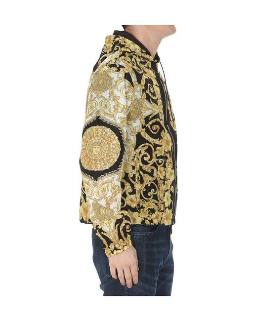 Versace Metallic Baroque Print Hooded Jacket for men