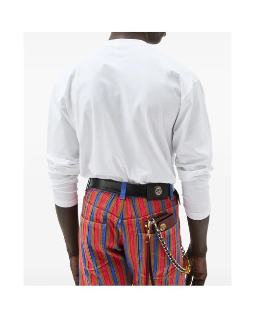 Versace White Logo Pocket Long Sleeve T-Shirt for men