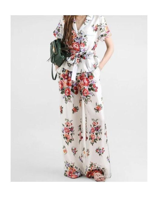 Dolce & Gabbana White Flower Bouquet-Printed Twill Vanity Shirt