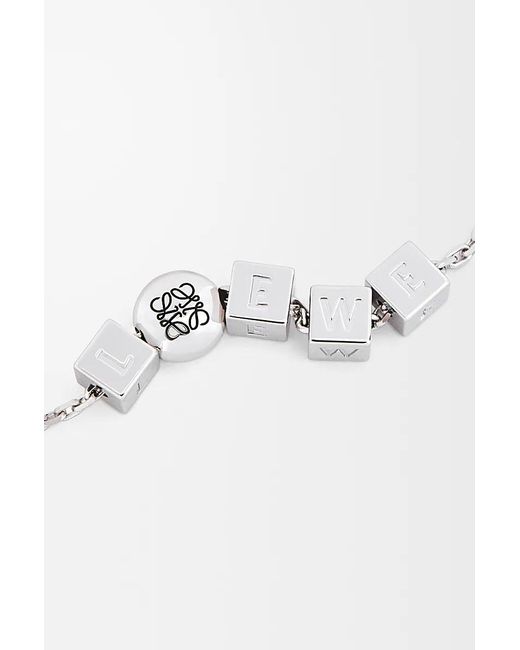 Loewe White Pebble Cube Sterling Necklace