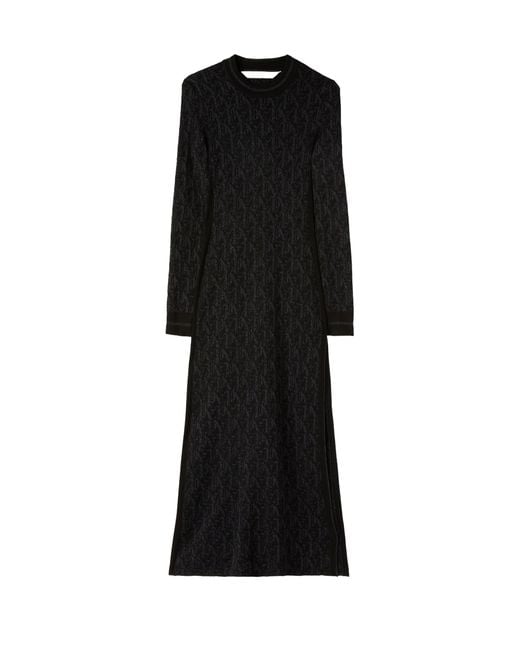 Palm Angels Black Monogram-Jacquard Dress