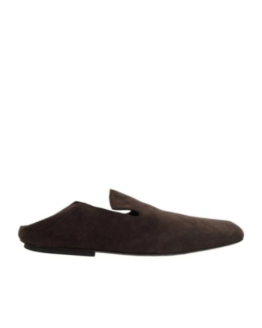 Bottega Veneta Brown Square Toe Slip-On Flat Shoes