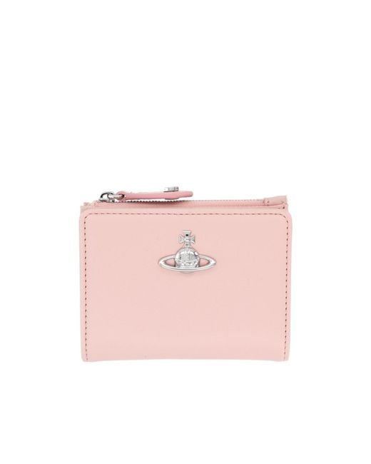 Vivienne Westwood Pink Orb Plaque Zipped Wallet