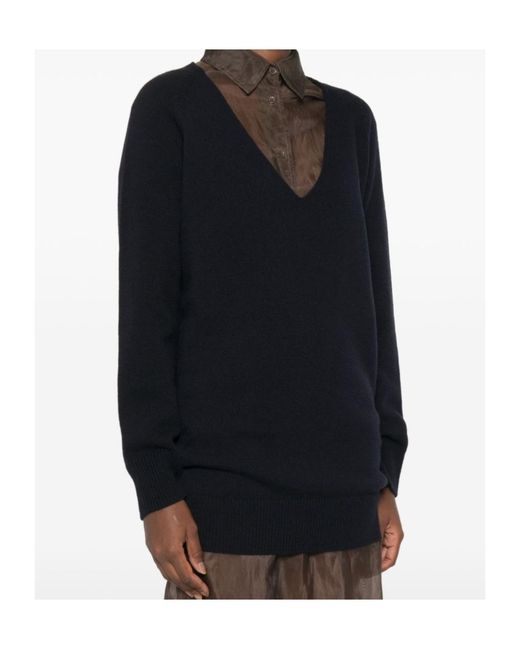 MM6 by Maison Margiela Black V-Neck Raglan-Sleeve Sweater