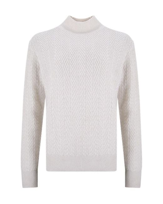 Herno White High-Neck Textured Sweater