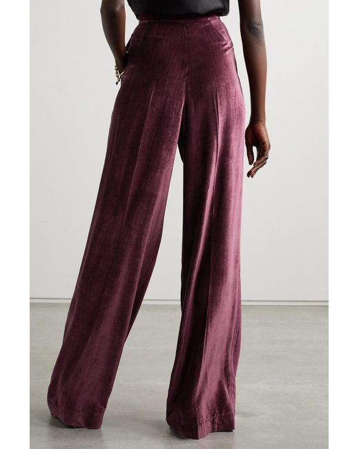 Gabriela Hearst Purple Net Sustain Boyne Organic Silk-Velvet Wide-Leg Pants