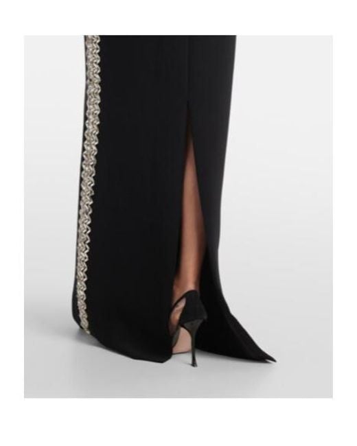 Jenny Packham Black Charming Embellished Crepe Dress