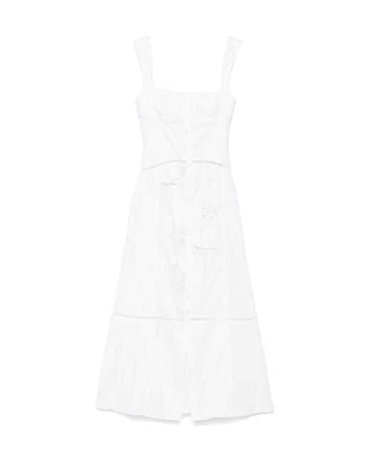 MARINE SERRE White Regenerated Unlined Midi Dress