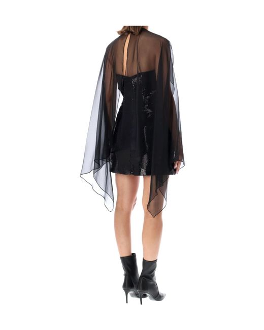 Alberta Ferretti Black Cape-Style Dress
