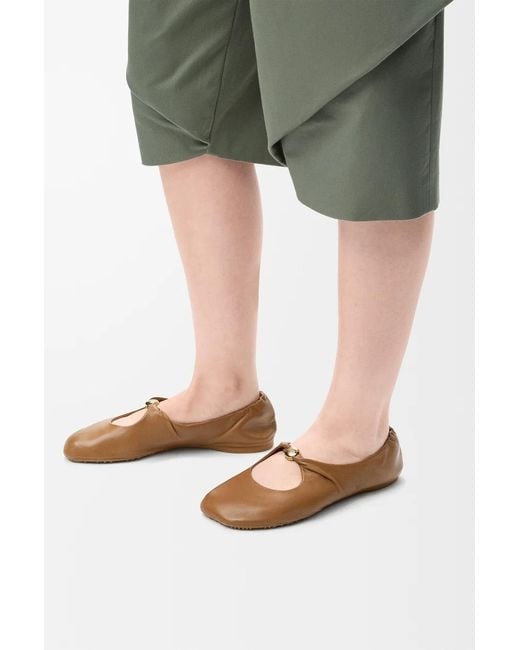 Loewe Brown Pebble Soft Ballerina Shoes