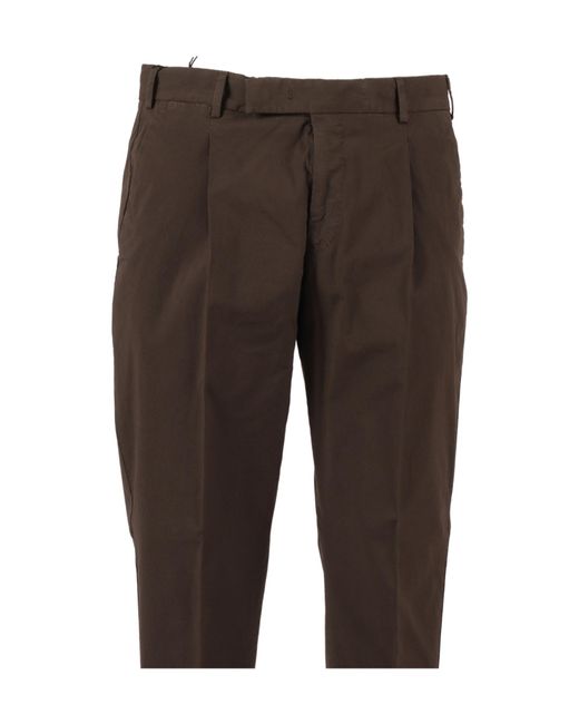 PT01 Brown Pleat-Flap Trousers for men