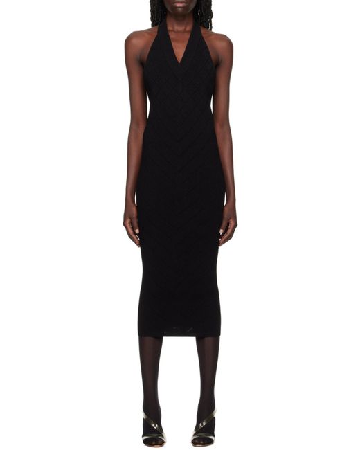Balmain Black Halterneck Knit Midi Dress