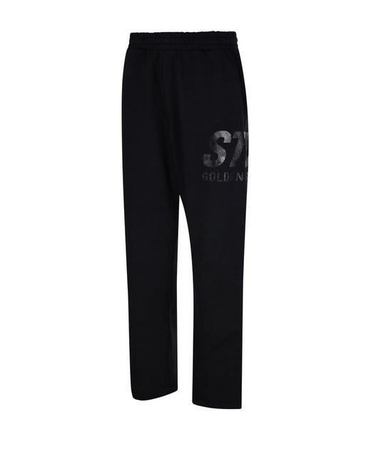 Golden Goose Deluxe Brand Black Wide Jogging Pant Logo Print for men