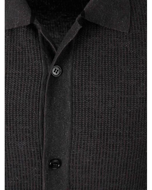Brioni Black Knit Short-Sleeve Shirt for men