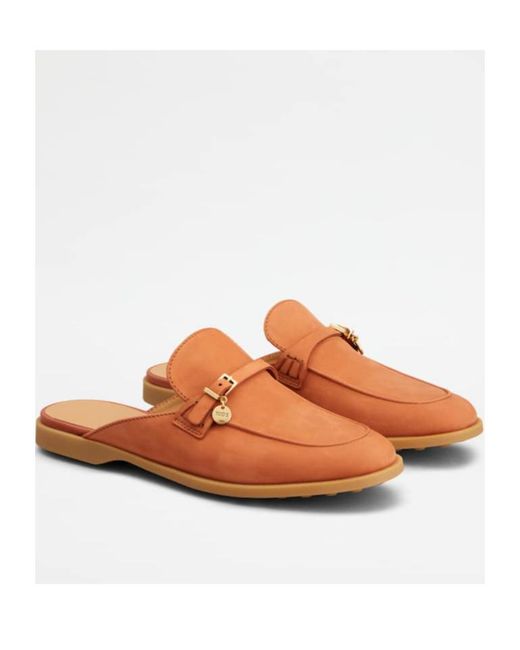 Tod's Brown Buckle Detail Flat Mules