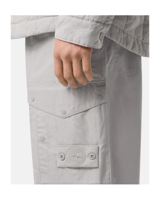 Stone Island Gray Loose Cargo Pants for men