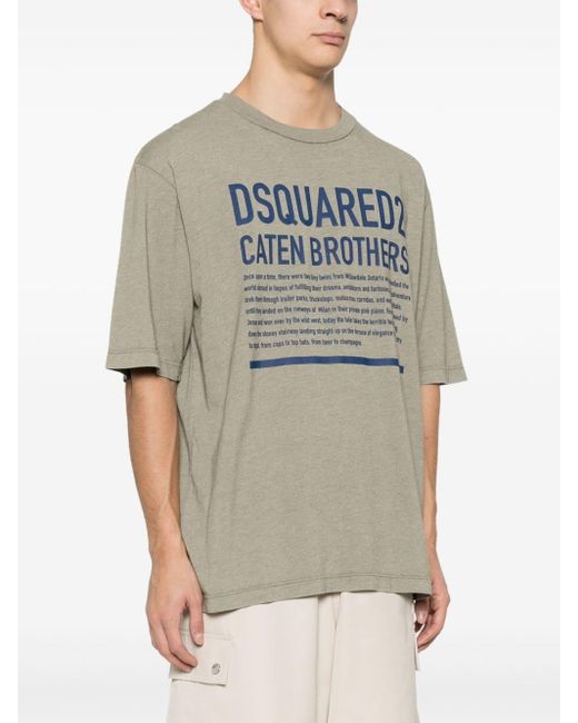 DSquared² Gray Logo Printed Crewneck T-Shirt for men