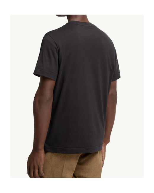 Moncler Black Double Leather Logo Cotton T-Shirt for men